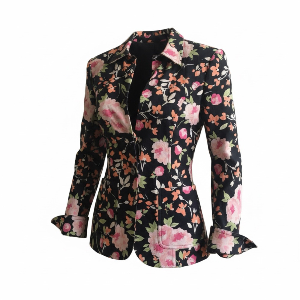 First Issue A Liz Claiborne Company Floral Print Blazer Jacket